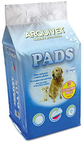 Arquivet, Pack Económico, Pads para perros súper absorbentes, Empapadores higiénicos educativos perros, Empapadores desechables, Medianos (30 unidades), 60 x 60 cm