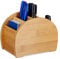 Relaxdays Stiftehalter Bambus, 4 Fächer, natürliche Optik, Stiftebox, Schreibtisch Organizer für Büro-Utensilien, Natur, Größe, Hellbraun