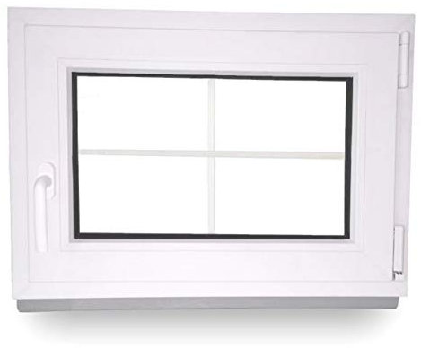 JeCo Sprossenfenster Kellerfenster Garagenfenster - BxH:800 x 700 mm - DIN Rechts - 2-Fach Verglasung - 60 mm Profil