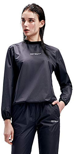HOTSUIT Haut minceur de Sudation Femme Sauna Suit Manches longues Survêtement Sudation pour Sports ou cyclist en Noir-XL