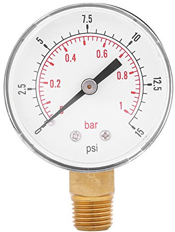 Low Pressure Gauge, 0-15psi/0-1bar Mini Low Pressure Gauge For Fuel Air Oil Or Water