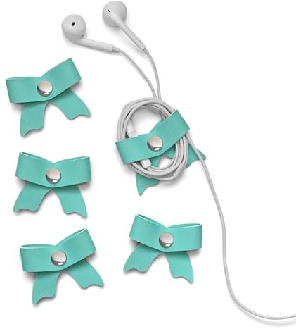 SenseAGE Confezione da 5 organizer per cavi, organizer per cavi, porta USB, gestione cavi in pelle, cinghie avvolgicavi, avvolgicavo per auricolari, cinghie per elettronica, auricolari, piccolo, blu