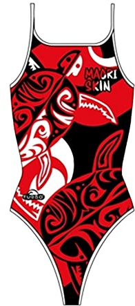 TurboTronic Damen Maori Skin Tattoo Bikini-Unterteile, rot/schwarz, 50