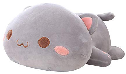 LICHENGTAI Plüschtier, Kawaii Stofftiere Katzen Kissen Kätzchen Katze Tier Puppe, Plüsch Kissen ausgestopftes Tier Kissen Plüschtier, Kinder Spielzeug Geschenk Gefüllt (Grau)