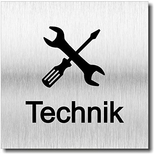 Türschild Technikraum UV Druck 12 x 12cm - 3mm Aluverbund - Made in Germany - Art.Nr. 2010