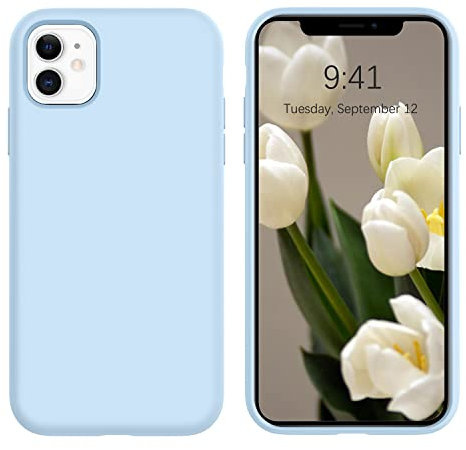 DOMAVER Liquid Silikon Hülle für iPhone 11, Handyhülle iPhone 11 Case Ultra Dünne Rundumschutz Weichem Gel Matte Kratzfest Stoßfeste Schutzhülle für iPhone 11 6.1, Hellblau