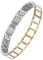 WELMAG Women's Magnetic Bracelet White with Gold Line Inlaid with Rhinestones Design Effective Stainless Steel Premium Flip Clasp & Adjustable Length with Sizing Tool and Gift Box