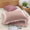 SiinvdaBZX Ruffled Standard Satin Pillowcase Set of 2, Rose Gold Silky Satin Pillow Cases for Women Ruffle Pillow Shams Covers Princess Room Decoration, with Envelope Closure