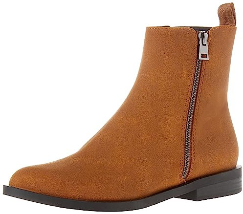 Amazon Essentials Stivaletti Bassi con Cerniera Esterna Donna, Tan Finta Scamosciato, 40.5 EU