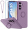 Qasyfanc Cover Protezione Fotocamera Compatibile per Samsung Galaxy A34 5G e 2 Pezzi Vetro Temperato, Custodia Sottile Silicone di Alta qualità con Supporto per Anello, Viola
