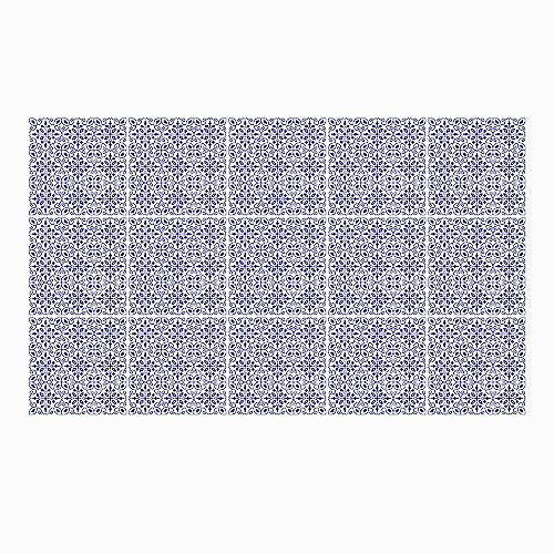 Ulticool Dekoration Aufkleber Fliesen - Blau Weiß Muster Retro Vintage - 15x15cm - 15 Stück Selbstklebende - Rückwand für die Wand Badezimmer - Küche - Klebefliesen - Sticker Abwaschbar