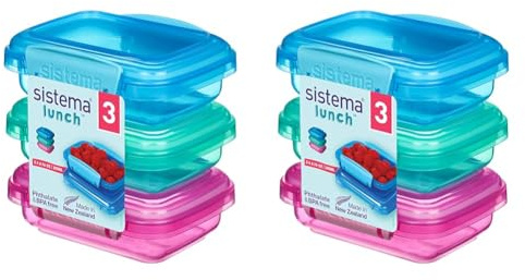 Sistema Lunch Frischhaltedose | 200 ml | kleine Snackboxen | BPA-freier Kunststoff | gemischte Farben | 3 Stück (Packung mit 2)