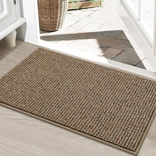 BEQHAUSE Dirt Trapper Door Mat 24 x 36, Non-Slip Washable Doormats Entrance Mat, Dirt Resistant and Absorbent Welcome Mat, Low Profile Floor Mats for Front Back Door and Entryway, Beige