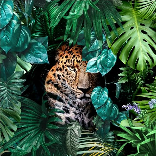 Pro-Art Glasbild Jaguar in the jungle, 50x50 cm