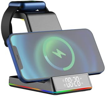 Daewoo Wireless Charger, 5-In-1 Foldable Wireless Charger Stand, Qi Certified, Fast Charge, Supports Apple, Samsung And QI Enabled Phones And Earphone For Home And Travel