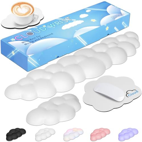JIKIOU Cloud Wrist Rest Keyboard Palm Rest with Non-Slip PU Base, Upgrade Leather Cloud Arm Rest Keyboard Wrist Support Memory Foam Wrist Rest for Computer Laptop Mac Gaming