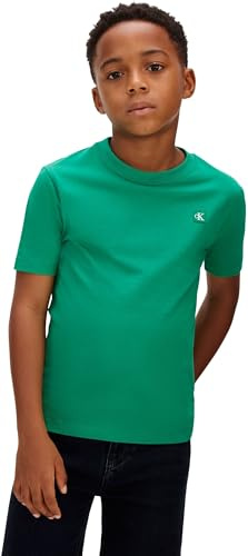 Calvin Klein Unisex Kinder Mono Mini Badge Reg Lv1cksja30 S/S T-Shirt, Green (Lush Meadow 18-5845 TCX), 12 Jahre