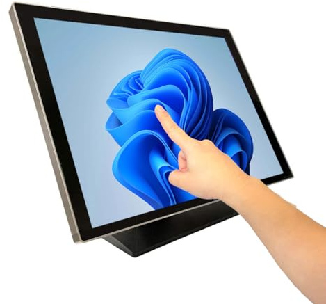 ANGEL POS Commercial-Grade 19 pollici robusto telaio in alluminio 4:3 capacitivo Touch Screen Monitor, 1280 × 1024, Vetro resistente agli spruzzi, Design senza lunetta, Involucro e base in metallo