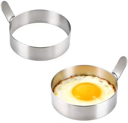 KIBBEH Stainless Steel Egg Rings, 9cm 2-Pack for Breakfast | Stainless steel Perfect Round Fried Eggs, for English muffins/pancakes, easy to clean, non-stick surface, durable