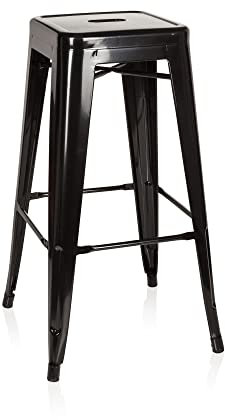 hjh OFFICE 645010 Barhocker VANTAGGIO HIGH Metall Schwarz Retro-Hocker im Industry-Design, stapelbar