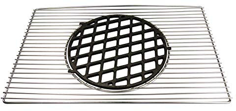 AKTIONA Edelstahl Grillrost 50 x 35/54 x 34/60 x 40/60 x 44,5/67 x 40/58 x 38 + Ø 29 cm Gusseisen Grillrost passend für viele Weber Buschbeck Landmann etc. (60 x 40 cm)