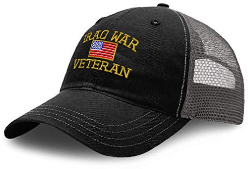Richardson Trucker Mesh Hat American Veteran Irak War A Embroidery Cotton Dad Hats for Men & Women Snapback Black Charcoal, schwarz anthrazit, Einheitsgröße