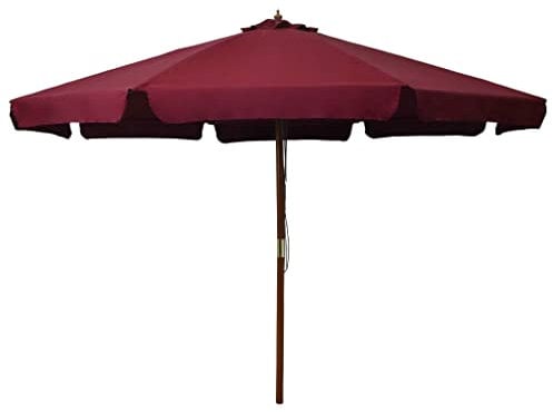 vidaXL Sombrilla de jardín con Palo de Madera Color Burdeos 330 cm