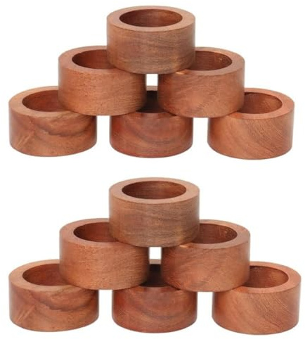 ARN CRAFT Wooden Napkin Ring for Weddings Dinner Parties or Every Day Use (Set of 12, Plane)