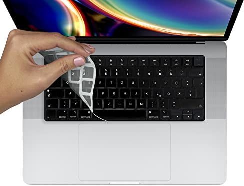 MyGadget Funda Teclado EU Compatible con MacBook Pro 14 & 16 Pulgadas (Desde 2021 - M1) Air 13 (2022 - A2681 M2) Air 15 (2023 - A2941) - Protector Silicona - Keyboard Skin - Transparente
