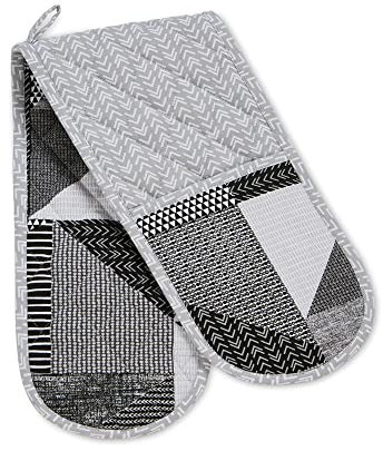Catherine Lansfield Larsson Geo Double Oven Glove Grey