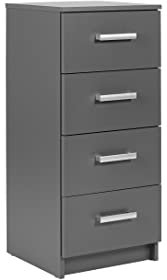 Inter Link - Kommode - Nachtschrank - Nachtkommode - 4 Schubladen - Grau - Elenzio 4S