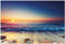 Wallario Wandbild aus Acryl, 60 x 90 cm, freischwebende Optik - Sonnenuntergang am Meer mit Wellen am Strand