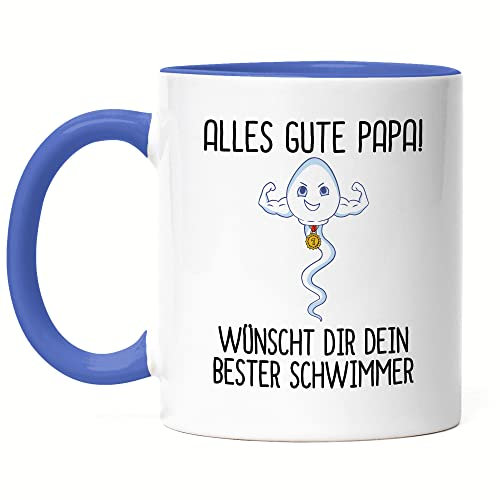 Hey!Print Alles Gute Papa Wünscht Dir Dein Bester Schwimmer Tasse Blau Vatertagsgeschenk Lustiges Motiv Sohn Geschenkidee