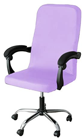 Lukery Bürostuhl Bezug Modern Bürostuhlabdeckung Elastische Drehstuhl Bezug mit Reißverschluss Spandex Waschbare Abnehmbarer Stuhlhussen für Drehstuhl Computer Stuhl (Helles Lila,M)