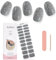 Kalolary Gel Nail Polish Strips, Nail Gel Art Sticker Waterproof Full Nail Wraps Decal Sets with Nail File and Stick for Women Girls Nail Art Decor (UV/LED Lamp Required) (Shiny Grey)