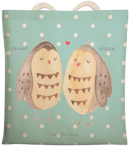 Mr. & Mrs. Panda Einkaufstasche Eulen Liebe - Geschenk, Freund, Tragetasche, Pärchen, Umhängetasche, Owl, verliebt, Liebe Spruch, Shopper, Beutel