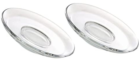 STOBOK Glass Serving Platter 2pcs Clear Coffee Plates Round Cup Saucers Small Glass Plates Snack Coffee Tea Saucer Drinkware Tea Dish for Home Kitchen Clear Small