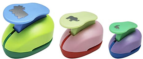 VSREI Stanzer Set, 3 Stück Papierstanzer Motivlocher Stanzer Set 9/16/25mm für Geschenkanhänger, Basteln, Scrapbooking, Fotos, Grußkarten (Dinosaurier, Elefanten, Kälber),Zufällige Farbe