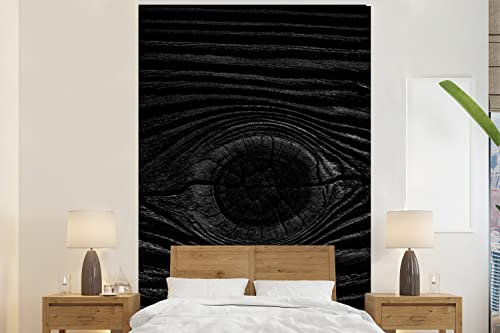 MuchoWow Papier peint Bois - Noir - Blanc - Design - Structures Papier peint photo 160x240 cm Papier peint imprimé