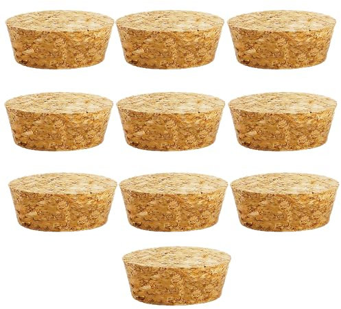 Lot de 10 bouchons en liège coniques en bois réutilisables pour bar à bouteille, loisirs créatifs, accessoires de cuisine (57 x 51 x 20 mm)