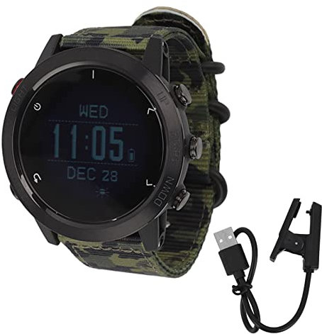 Deosdum Orologio da Uomo Smartwatch Orologio Sportivo Orologio Subacqueo con GPS Altimetro Barometro Bussola Funzioni di Allarme Orologio Fitness 10ATM Impermeabile(Verde dell'esercito)