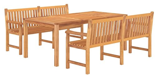 vidaXL Gartenmöbel 3-TLG. Tisch Bank Gartengarnitur Sitzgruppe Gartenset Sitzgarnitur Gartentisch Esstisch Gartenbank Massivholz Teak