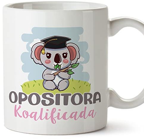 MUGFFINS Tazas para OPOSITORA mujer - En Español - Koalificado/koalificada - 11 oz / 330 ml - Regalo original y divertido