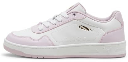 PUMA Damen Court Classy Sneaker, White-Grape Mist Gold, 40 EU