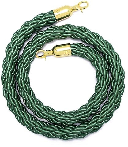 CHUXIBA Absperrseil mit goldenen karabinerhaken Hanfseil (Ø32 mm) 1-5m personenleitsystem absperrband absperrkordel crowd control rope/emerald/1m