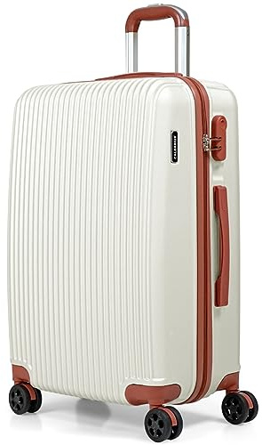 CALDARIUS Hardshell Luggage | Durable Suitcases | Lightweight & Secure with Combination Lock | Smooth 4 Dual Spinner Wheels | Ideal Travel Bag & Luggage Sets (White, Medium 24)