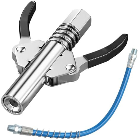 FANGCCC Fettpresse Mundstück,17000 PSI Doppelgriff G Coupler für Fettpresse,Fettpresse für Schmiernippel Fettpresse Kupplung mit 30 cm Schlauch,Schmiernippel für alle Arten von Fettpressen