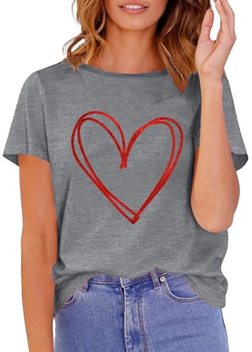 Chemise Saint-Valentin Femme Cœur Mignon Tee Graphique Cadeau Amoureux Hauts