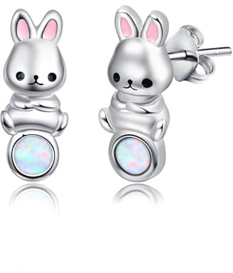 Opal Ohrringe für Damen 925 Sterling Silber Hase Ohrringe Ohrstecker Tier Ohrringe Schmuck für Frauen Mädchen Kinder