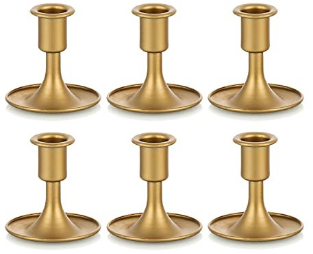 Kerzenständer Gold Kerzenhalter Stabkerzen Metall: Romadedi 6er Set Goldene Stabkerzenhalter Kleine für Hochzeit Party Tischdeko Weihnachten Adventskranz Modern Tisch Deko Wohnzimmer